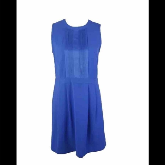 madewell Royal Blue Carrier Sleeveless Pleated Front Dress Size 8 with pockets - Picture 1 of 5